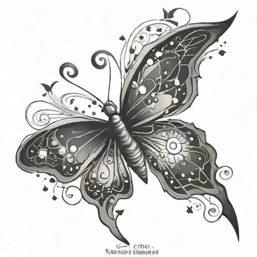 Butterfly With Cancer Constellation Intertwined
