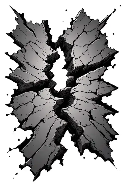 A Crack With Smaller Cracks And A Broken Piece Falling