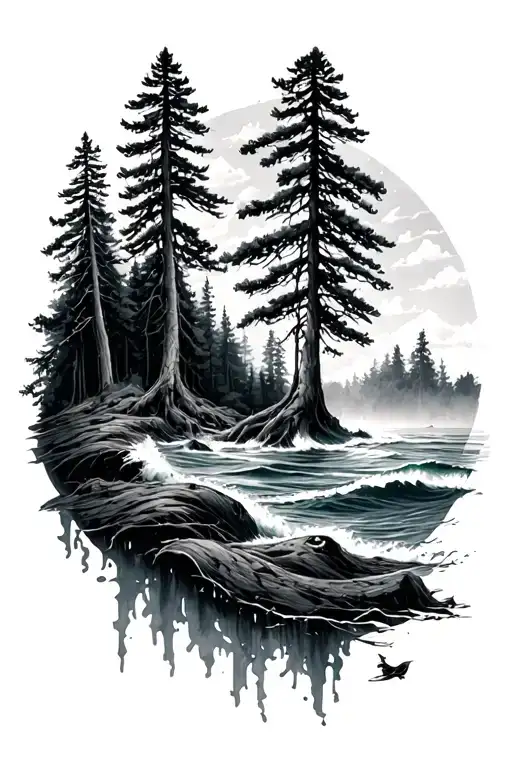 Ocean And Redwoods