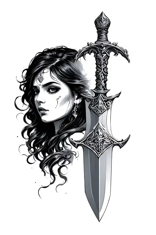 Dagger With Woman's Face On Blade