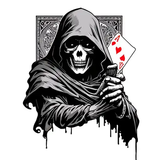Grim Reaper Holding Poker Cards In The West