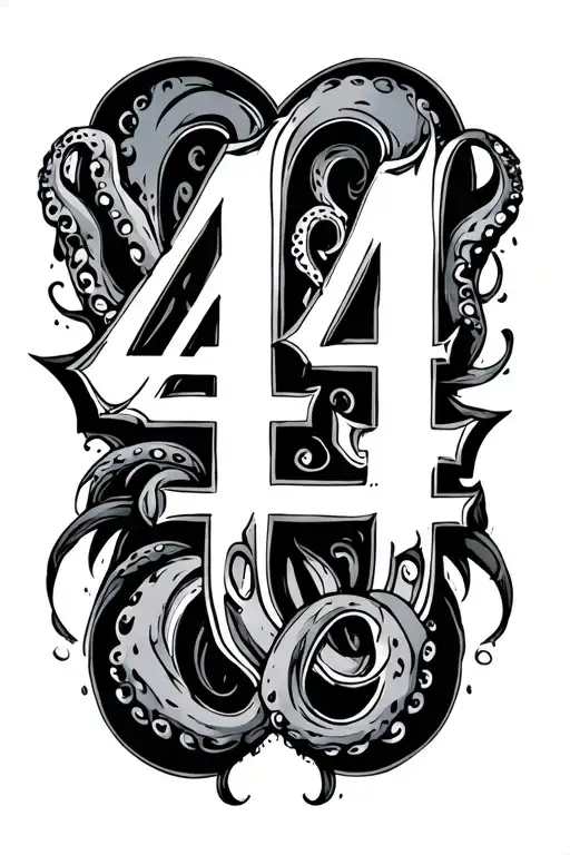 Octogram With The Number 44 Inside
