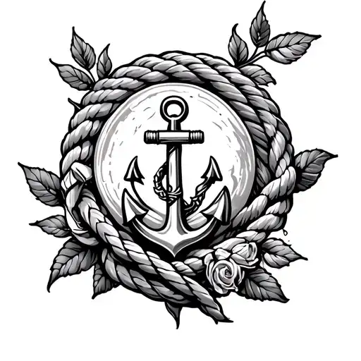 A Rose Of The Winds With A Boat Anchor And The Rope All In Relief