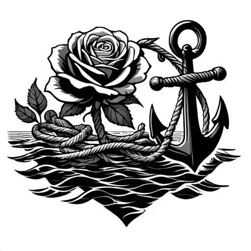 A Rose Of The Winds In Relief With An Anchor Of Boat And The Rope On A Seabed