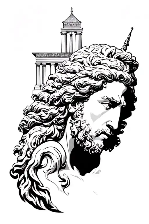 Greek Gods With Temples In The Back Tattoo All The Gods