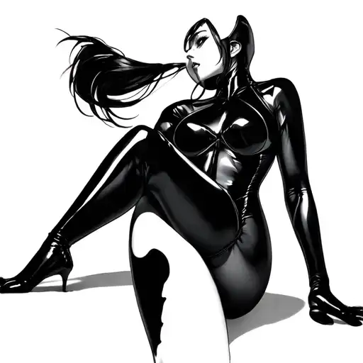 Sexy Anime Girl Wearing A Latex Catsuit She Has A Camel Toe