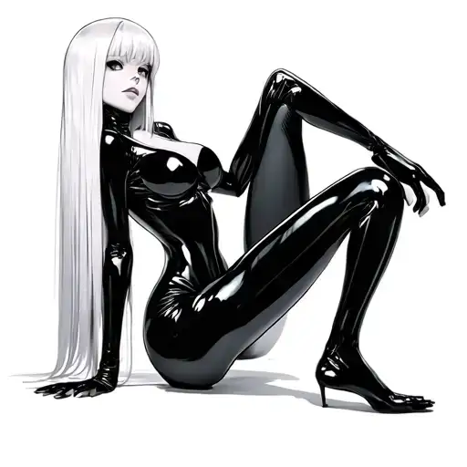 Sexy Anime Girl Zero Two Wearing A Latex Catsuit She Has A Camel Toe