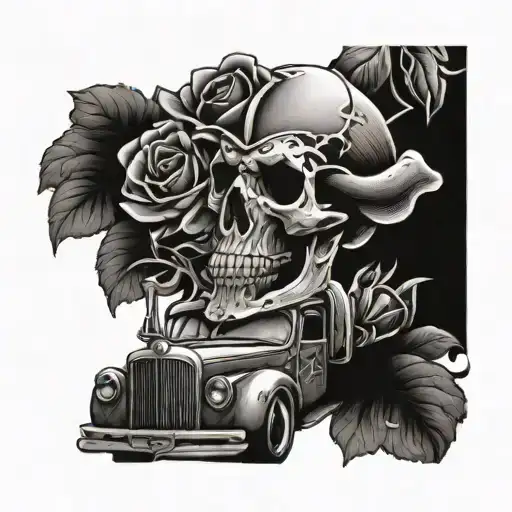 Skull And Rose Truck 1999 Silvarado