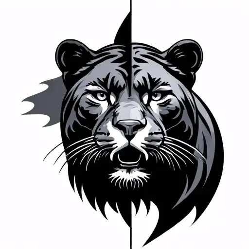 Bear Face And Panther Face Split In The Middle