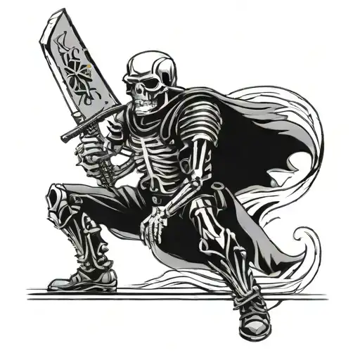 Skeleton Wearing Military Helmet And Vest Holding A Kitchen Knife
