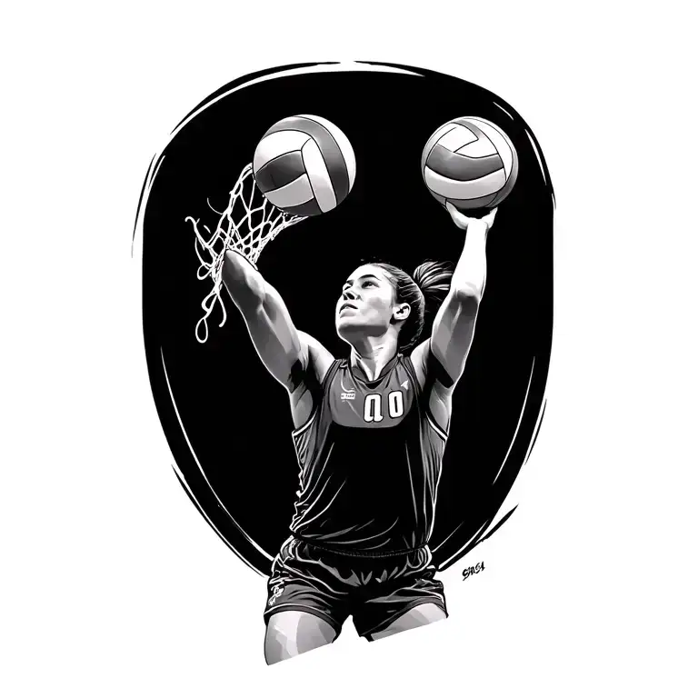 Volleyball Player Spiking