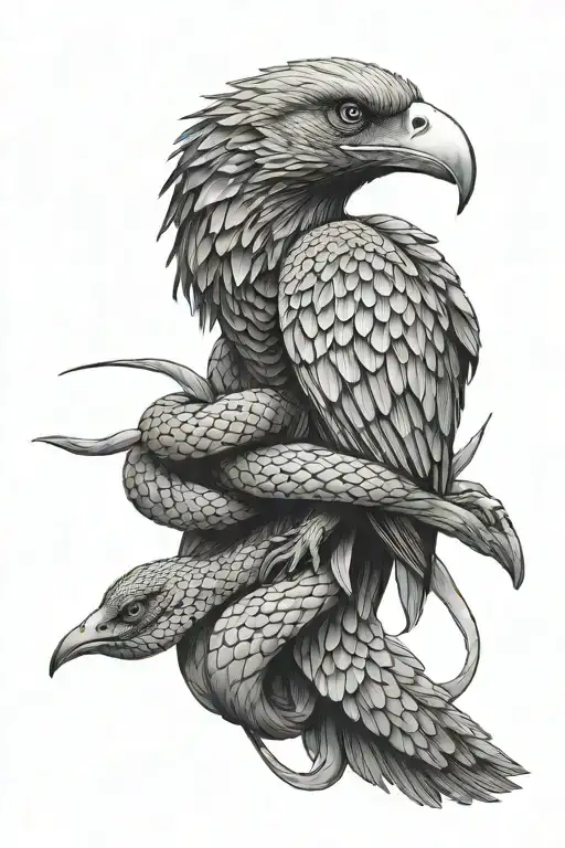 Snake Wrapped Around A Vulture