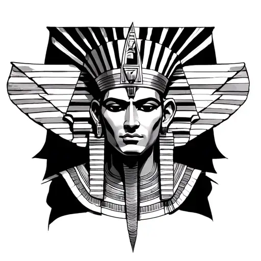 Egyptian God In White Over A Blackout Sleeve