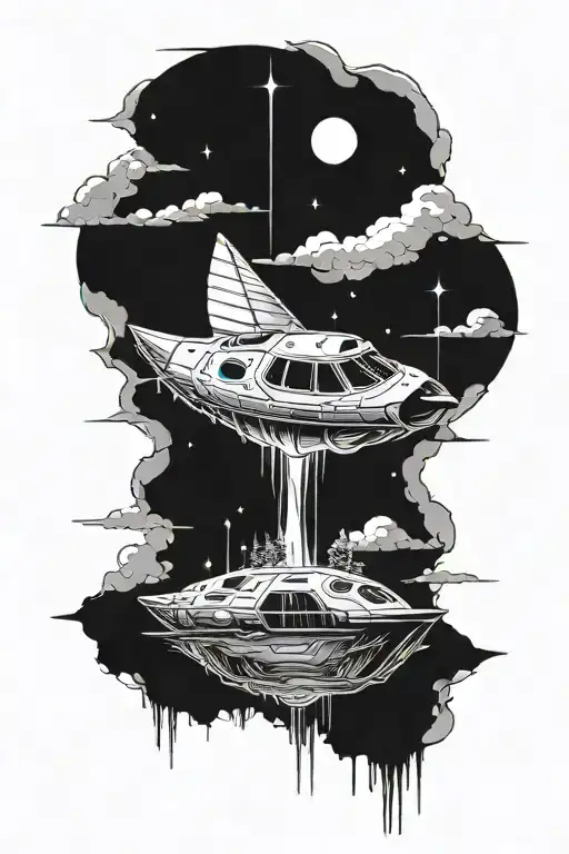 Canoe Nature Alien Spaceship Flying