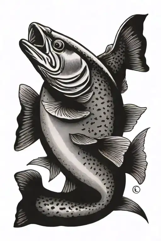 Trout With Fly In Mouth