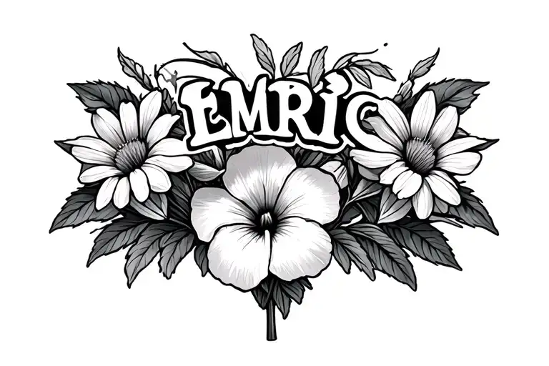 Morning Glory And Aster With The Word Emric