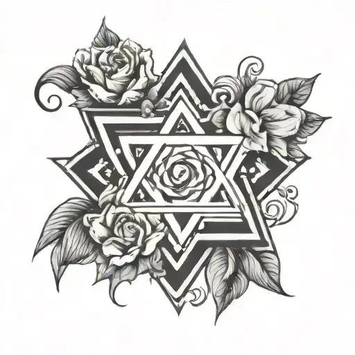 Star Of David And Flowers
