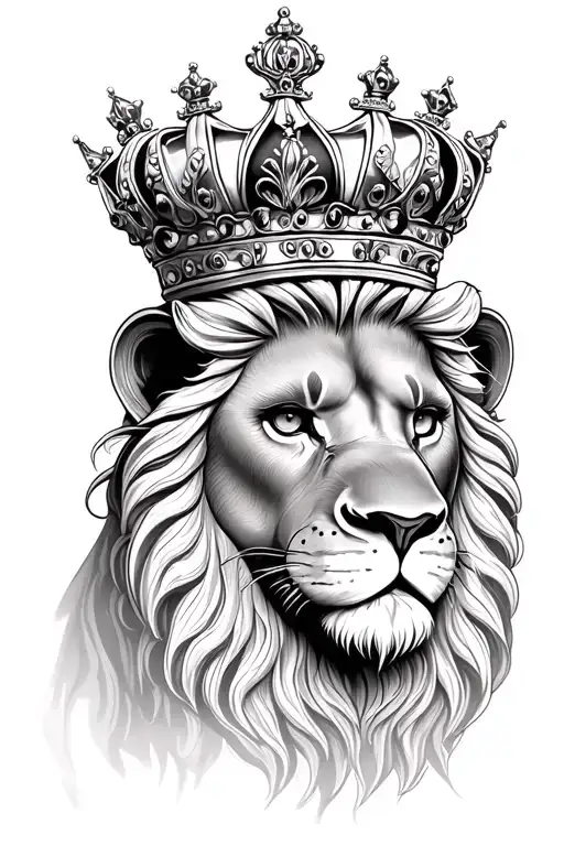 Male Lion Face With Princess Crown