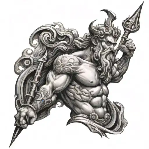 Poseidon Holding A Trident