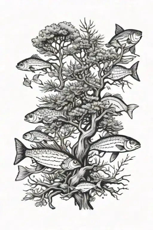 A Pine Tree With Fish Somwwhere In It And Just A Outdoorsy But Mature And Madculine Thing