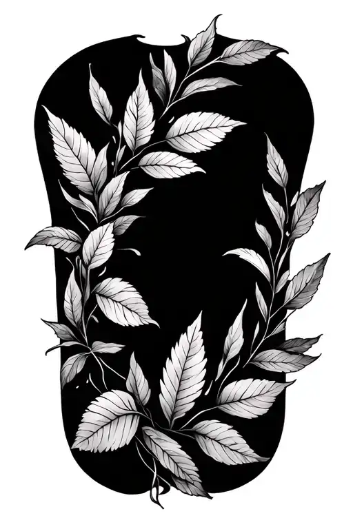 Fineline Tattoo With Fine Leaves That Go Around The Sleeve