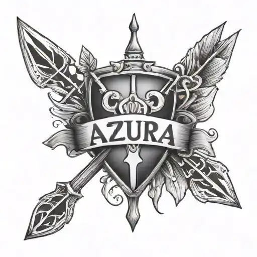 Azura Name Tattoo W Chess And Archery Arrow With A Heart
