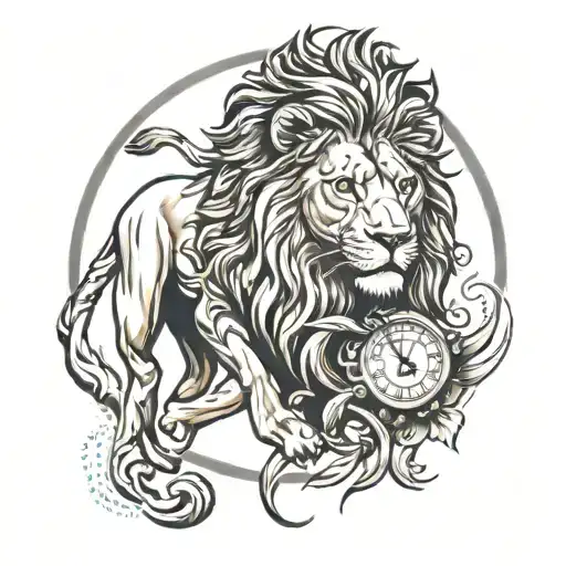 Lion And Time Clock