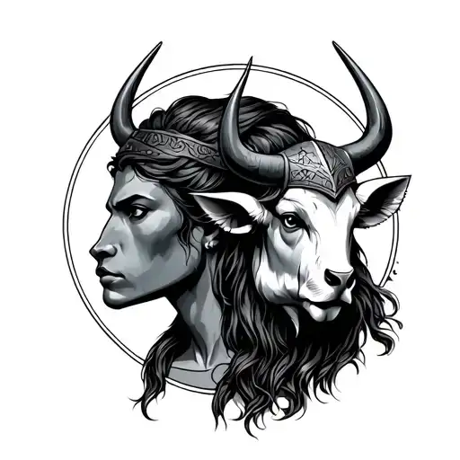 Taurus And Virgo With Viking Theme Circle Shoulder