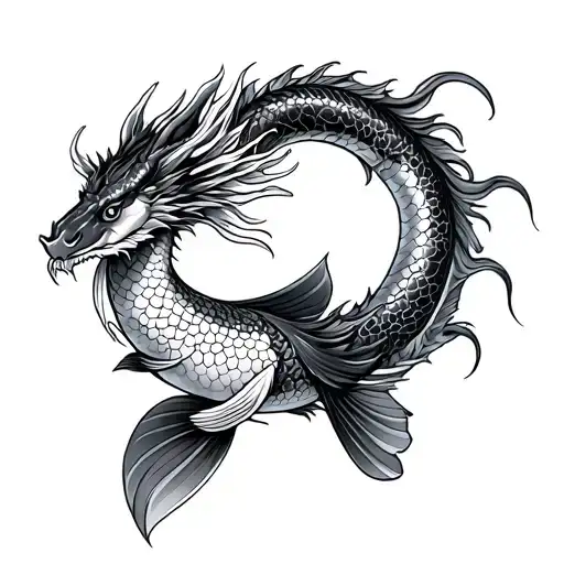 Japanese Style Koi Fish Vs Dragon