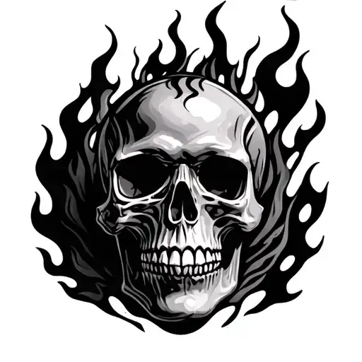 Skull And Fire Flames