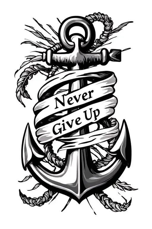 Anchor With The Words Never Give Up Wrapped Around It