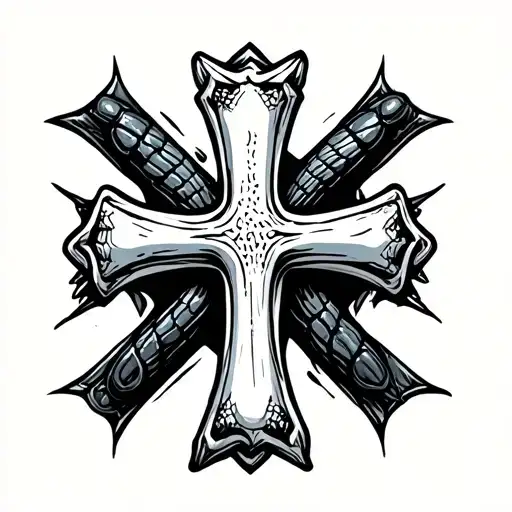 Crocodile Tooth Cross Pendant Hanging