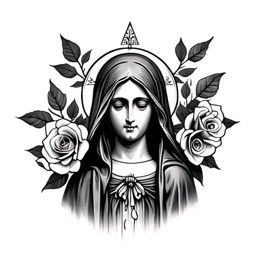 Virgin Mary With Roses And Tears