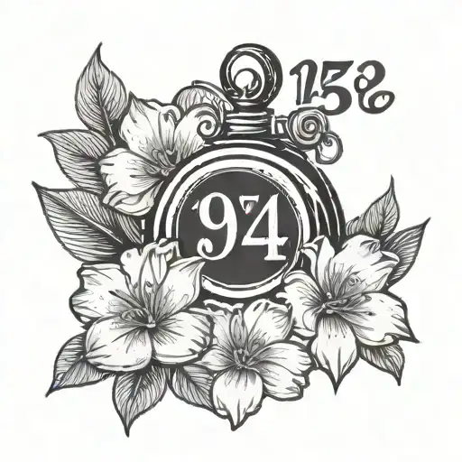 Word Sidecar With Year 1954-2022 And Flower Outlines