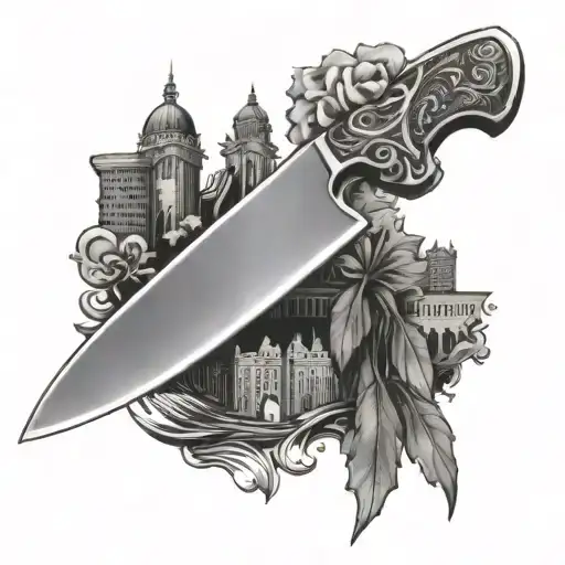 A Chef Knife With The City Of Columbus In The Blade