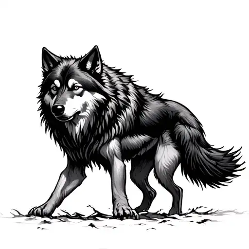 Fenrir Black Wolf Walking