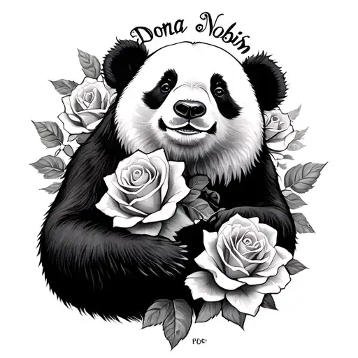 Manly Panda And Roses And Words Dona Nobis Pacem