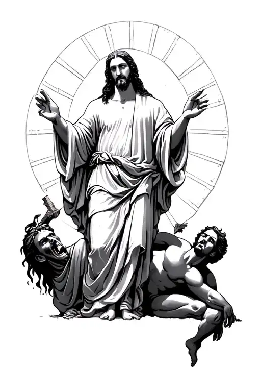 Jesus Christ Standing Over The Someone Evil In Bible