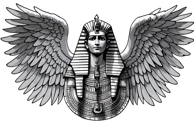 Small Pharaoh With Angel Wings Spread Wide