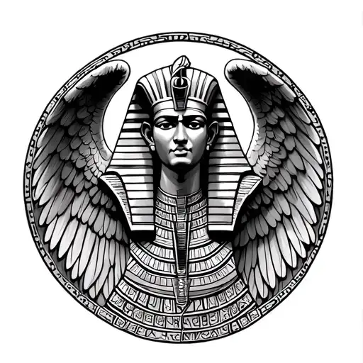 Small Pharaoh With Angel Wings Spread Wide