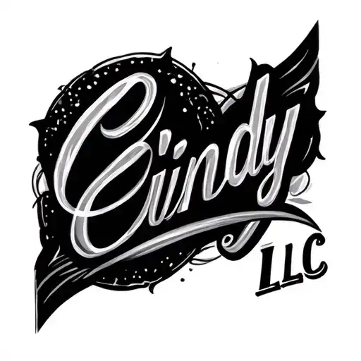 Tattoo On Forearm Of Cindy In Cursive With Llc Under It