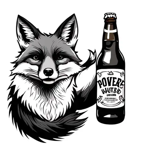 Fox With A Bottle Of Beer