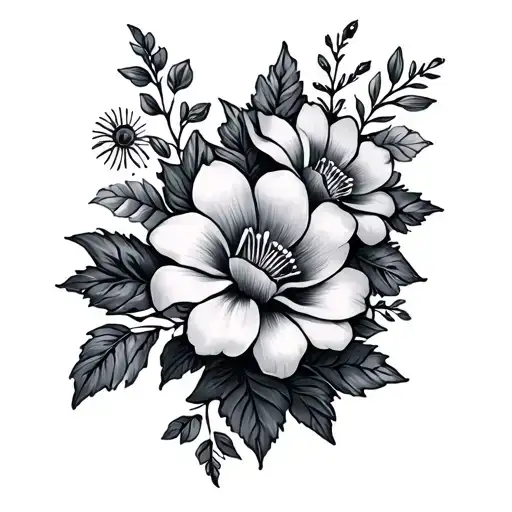 Cybersigilism Tattoo On Outside Arm Around Elbow With Hidden Garofano Flowers