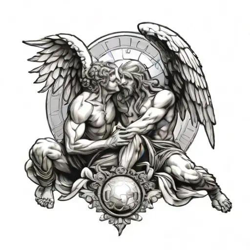Fallen Angel Lucifer And Atlas Holding The World