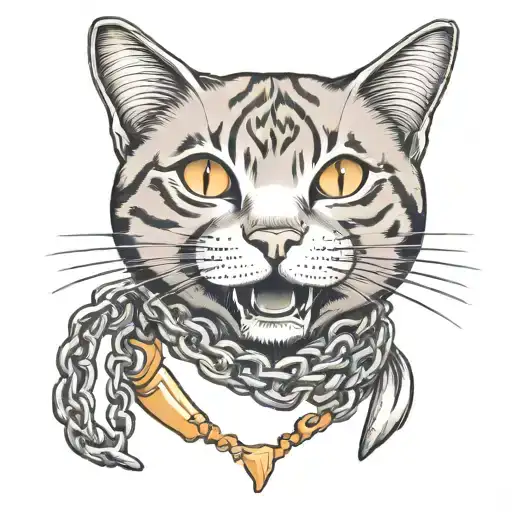 Orange Cat Wearing Chain That Says Cheese