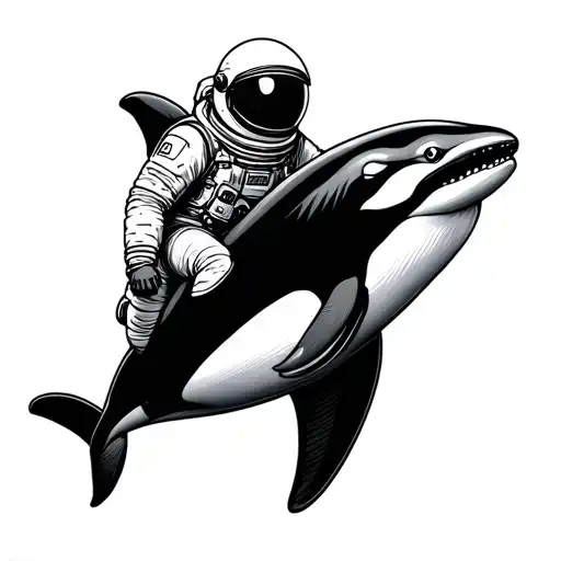 Astronaut Riding Orca In Space