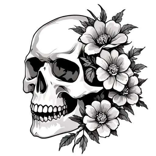 Skull With Flowers