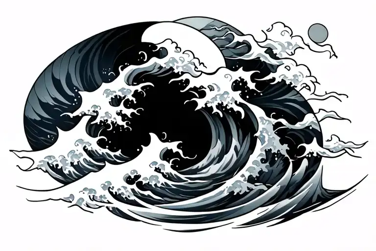 Oriental Japanese Waves Forming The Shape