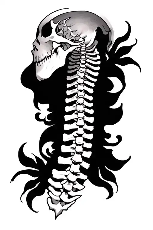 Spine Tattoo Design Incorporating Elements