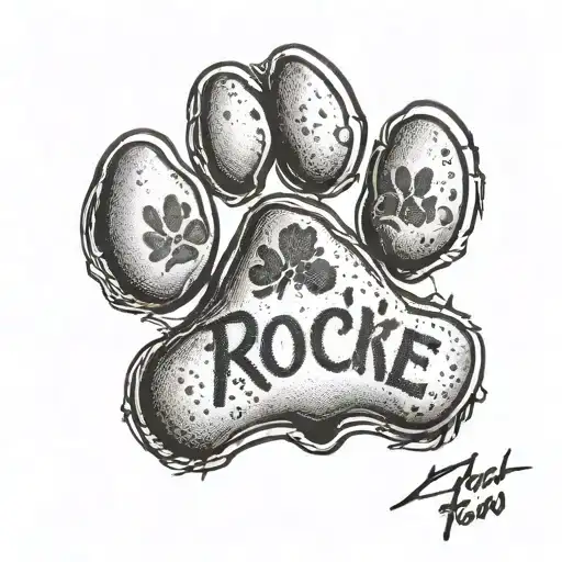 My Dogs Paw Print With The Name Rockie Labeled